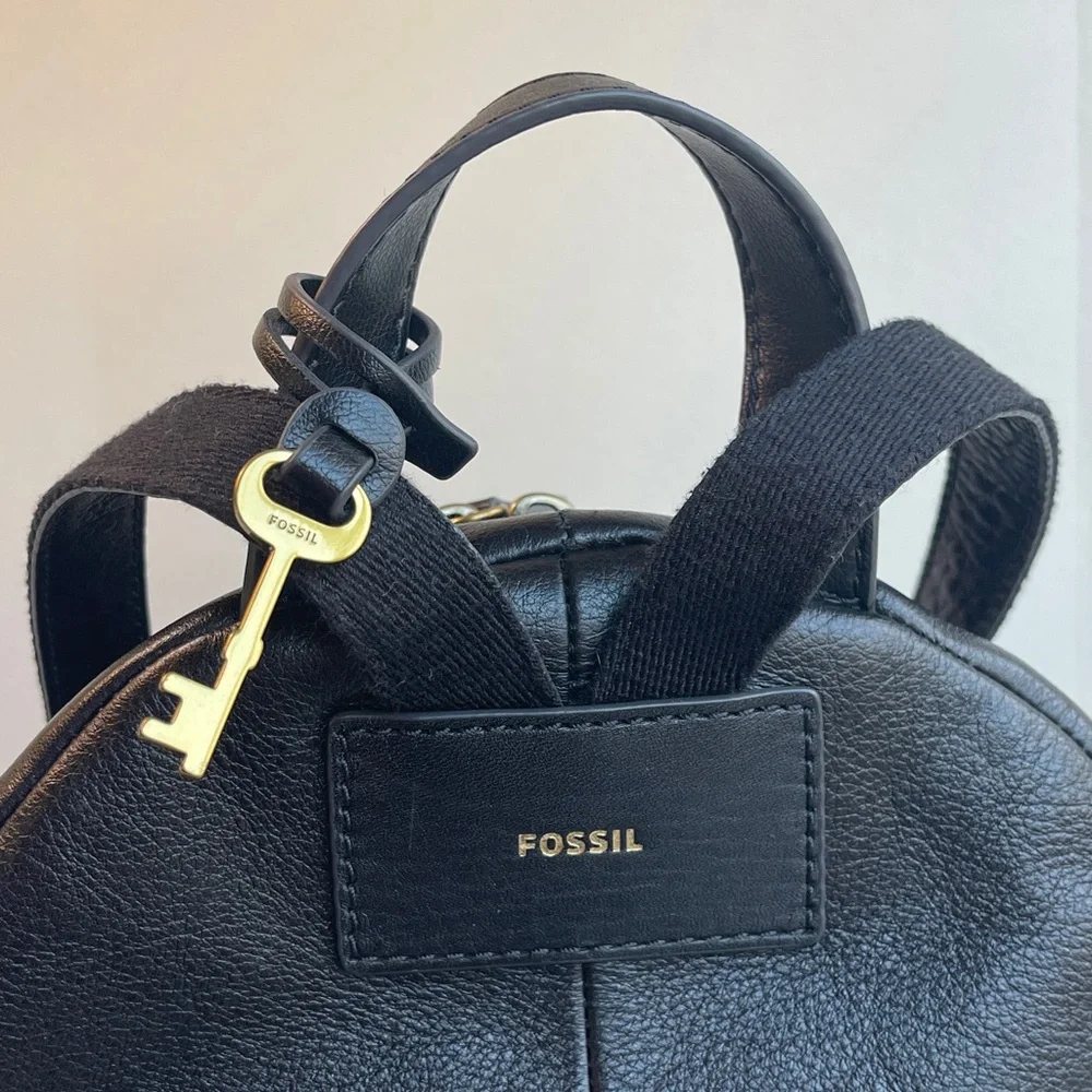 Fossil Black Genuine Leather Backpack